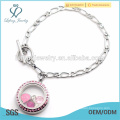 Mgnetic design 316l jóias de aço inoxidável NK Chain vivendo flutuante vidro locket pulseira de memória